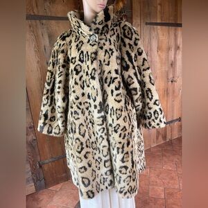 Vintage 80s fur swing jacket coat xxl  warm